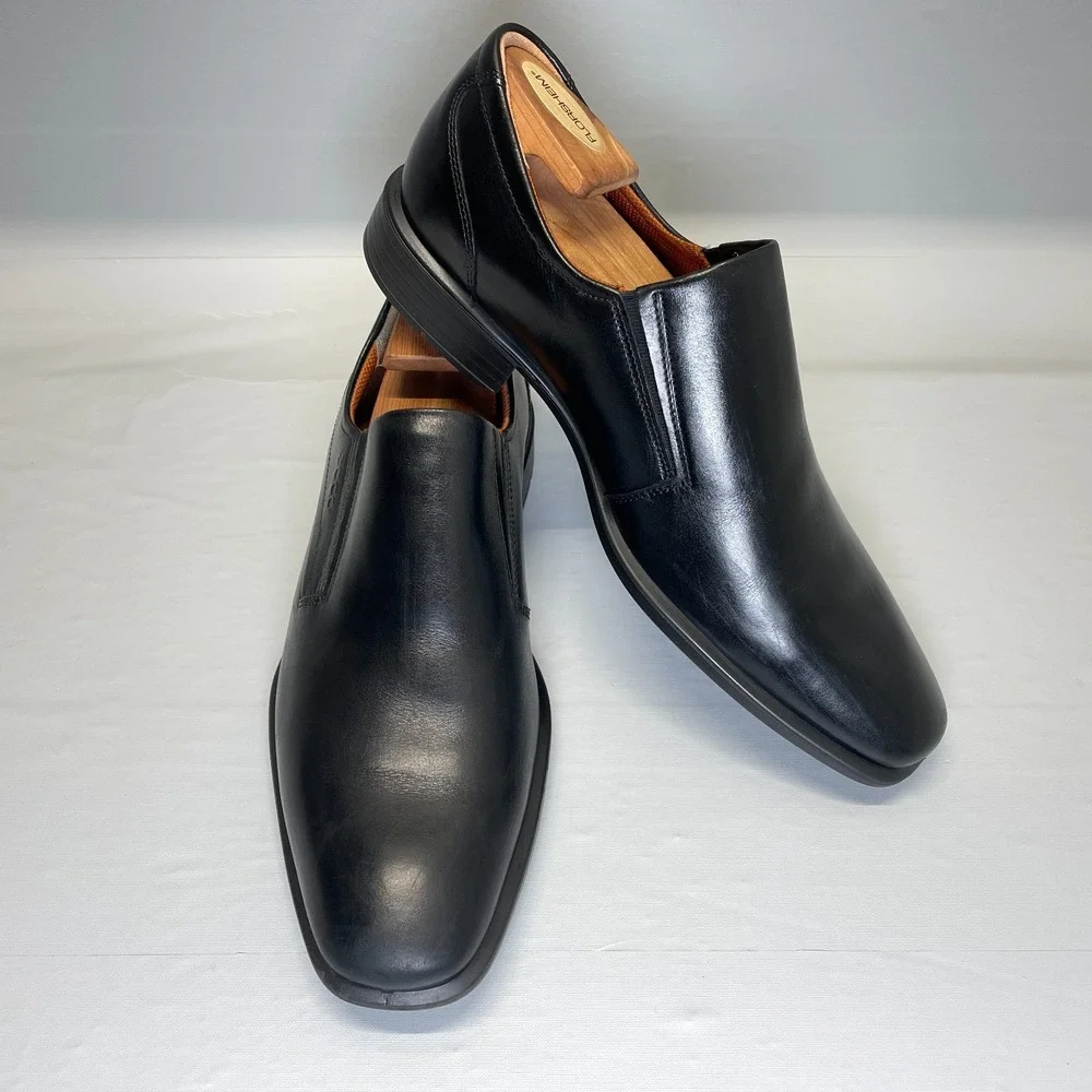ECCO Cairo Dress Shoes Mens Size 43 US 9 Black Leather Slip On Casual Loafers